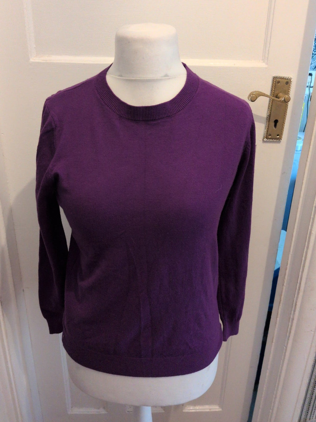 Ladies Medium Purple Long Sleeve Round Neck Jumper