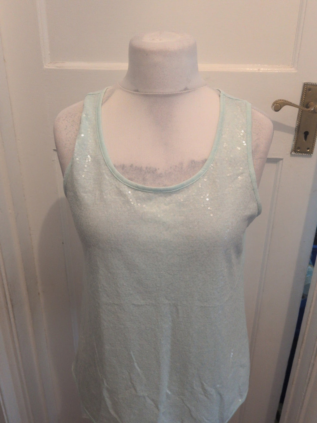 Ladies NEXT Mint Green Sparkly Sleeveless Top  Size 16 Free Delivery