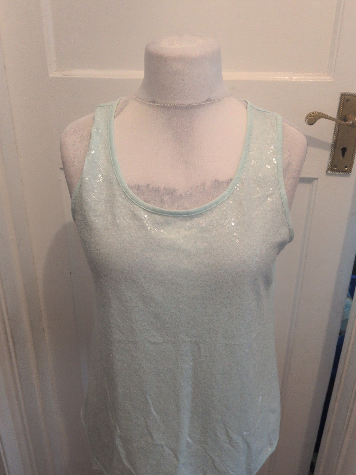 Ladies NEXT Mint Green Sparkly Sleeveless Top  Size 16 Free Delivery
