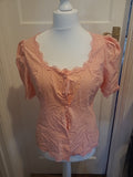 Ladies Shein Size Large Pink Short Sleeved Buttoned Blouse