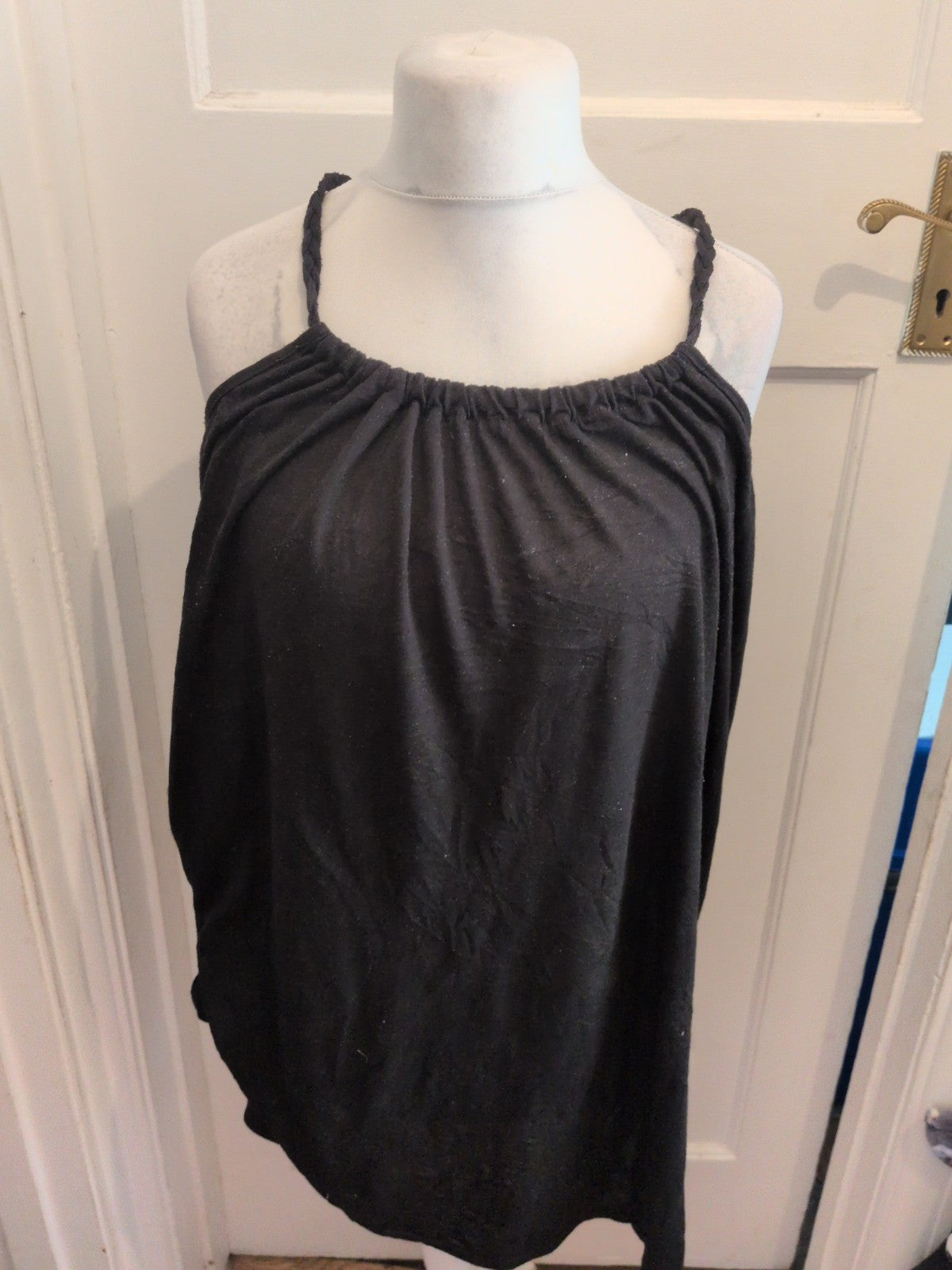 George Large Black Sleeveless Flow T-shirt
