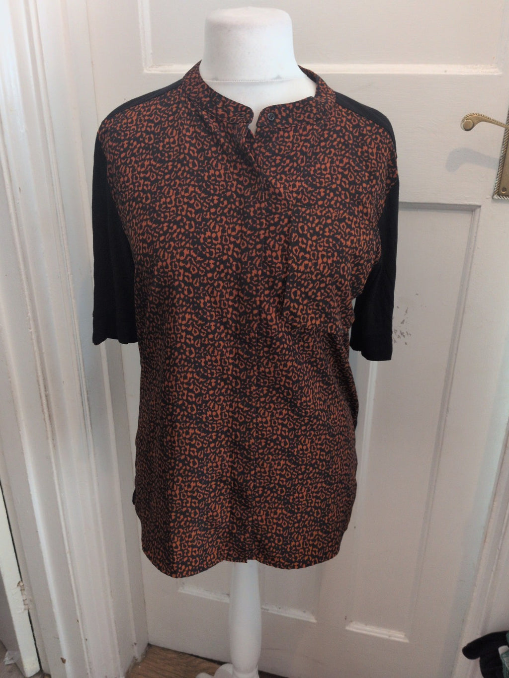 Next 12 Brown And Black Leopard Print Long Sleeve Blouse