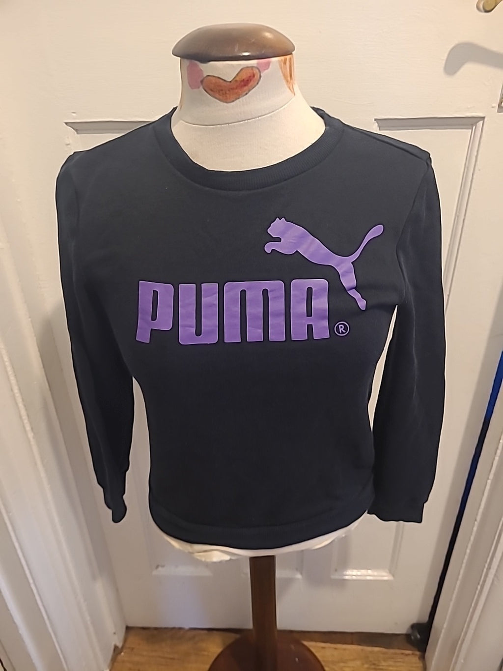 Ladies Puma Size 30/32 Bust Black Purple Long Sleeved Sweatshirt