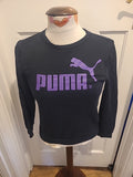 Ladies Puma Size 30/32 Bust Black Purple Long Sleeved Sweatshirt