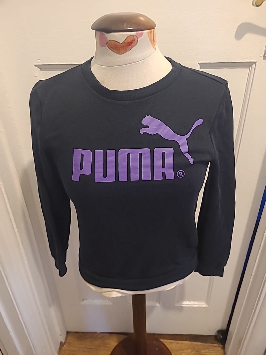 Ladies Puma Size 30/32 Bust Black Purple Long Sleeved Sweatshirt