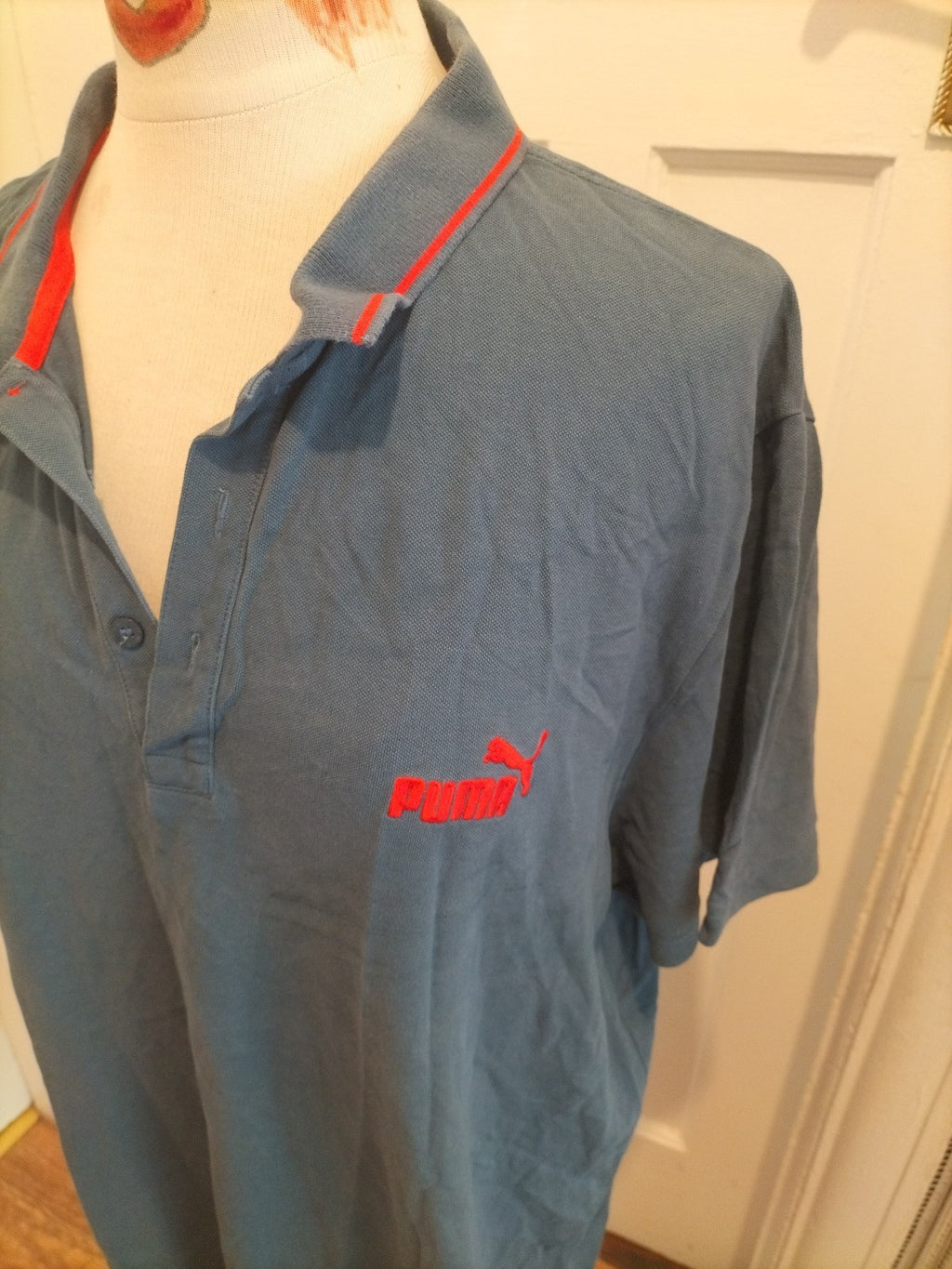 Mens Puma Size 2XL Blue Short Sleeved Polo