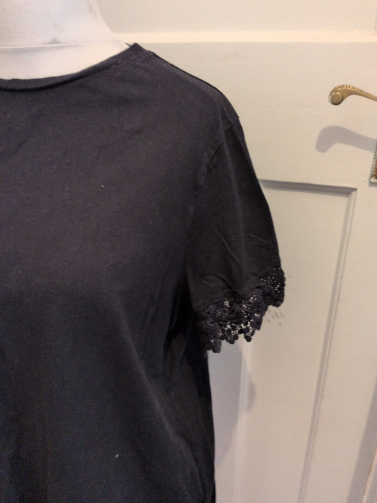 JD Williams 22 Black Short Sleeve T-shirt With Detail On Hem Sleeve