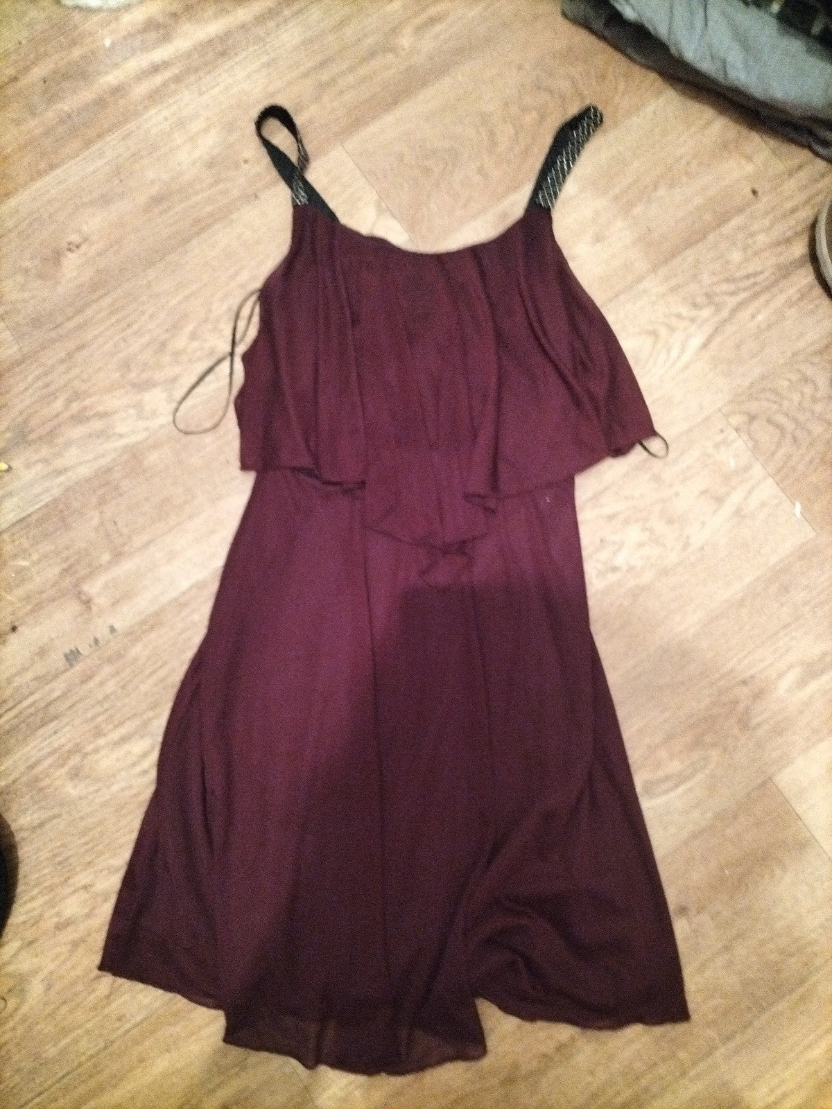 Ladies New Look Size 8 Purple Sleeveless Frilly Dress