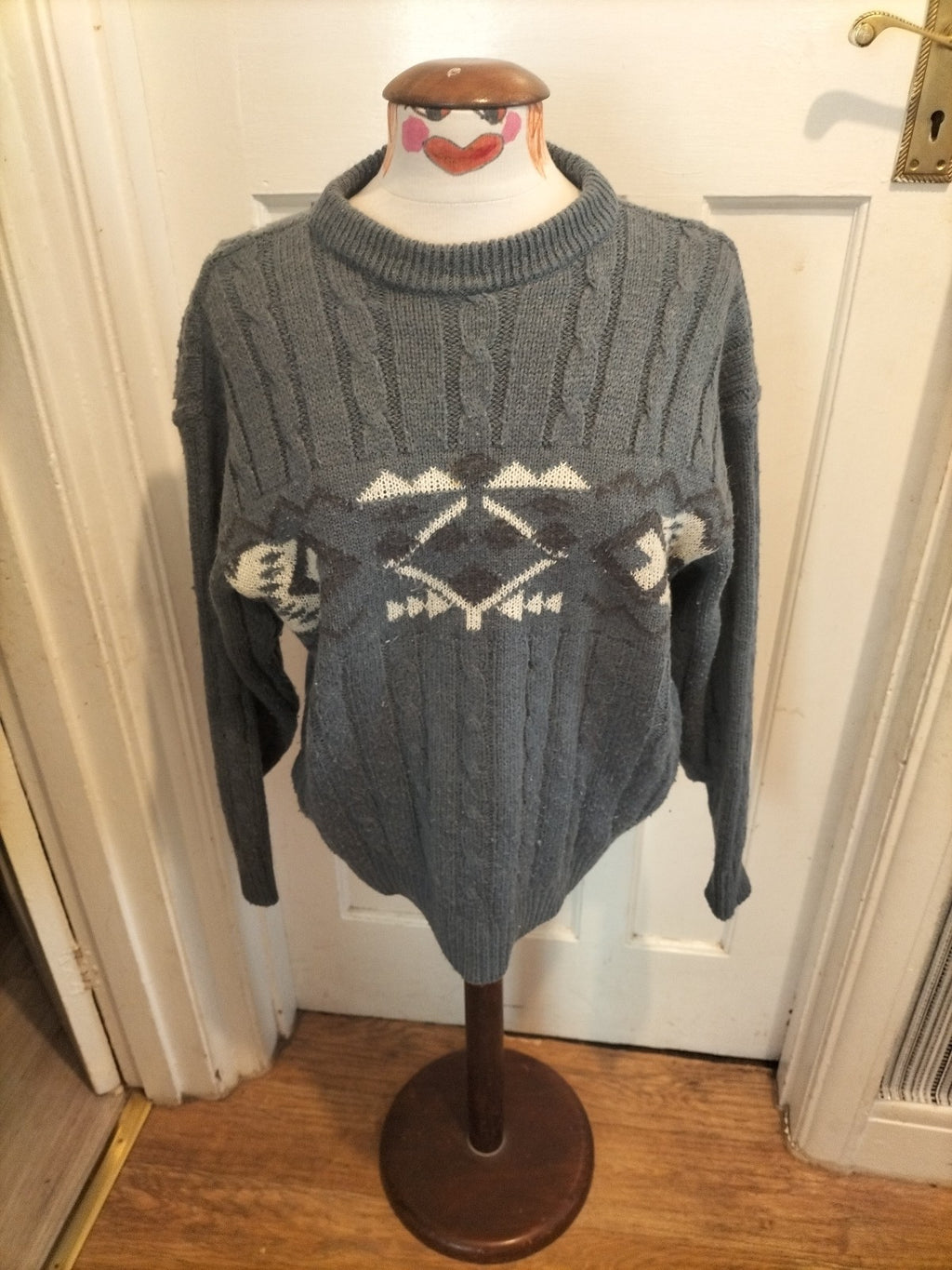 Mens C&A Size Medium Green Knitted Jumper