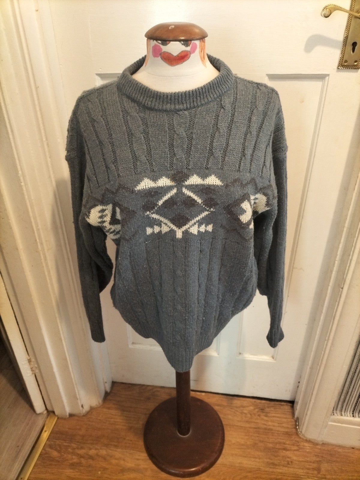 Mens C&A Size Medium Green Knitted Jumper
