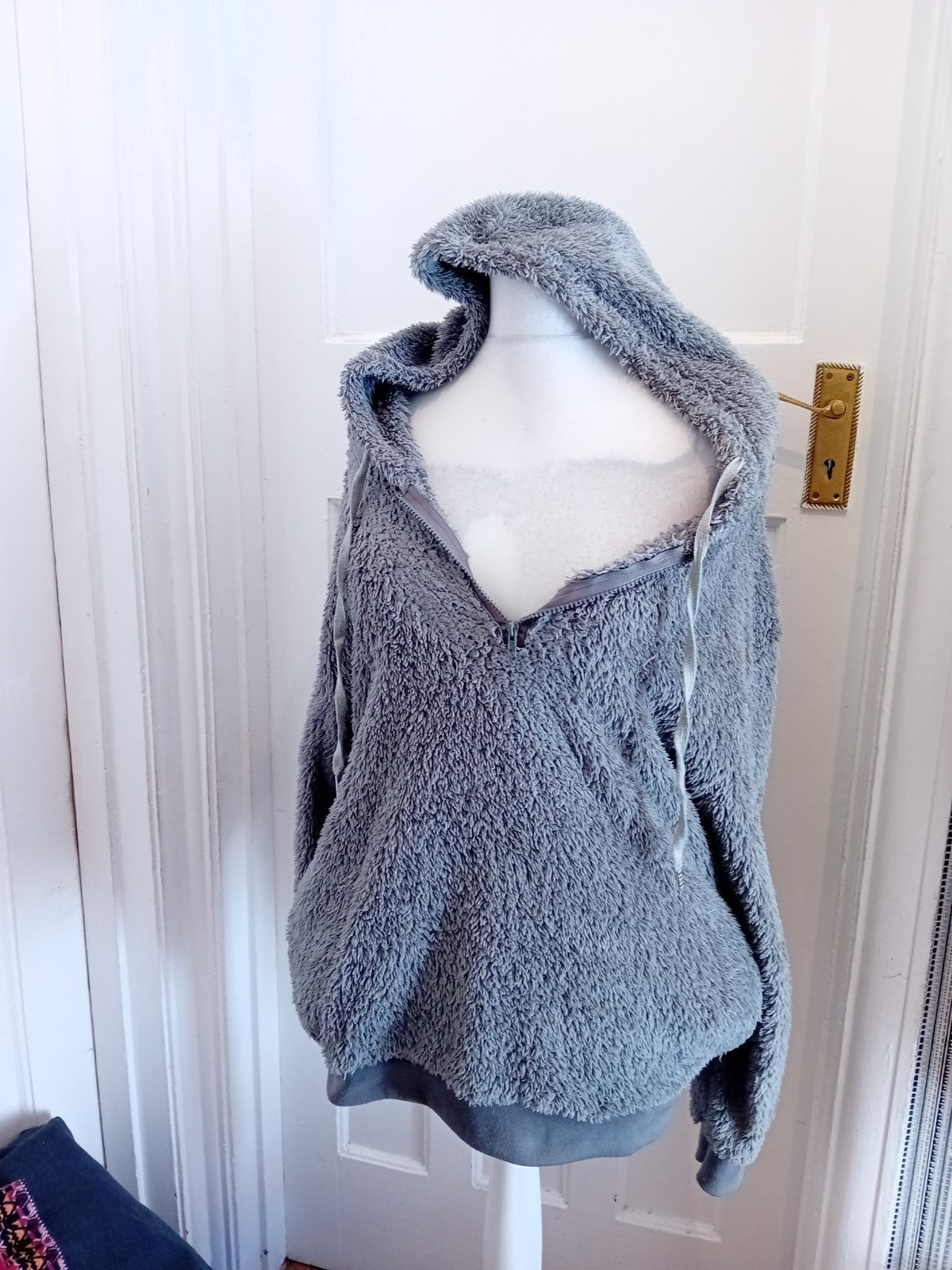 Large Grey Fluffy Long Sleeve Pyjama Top