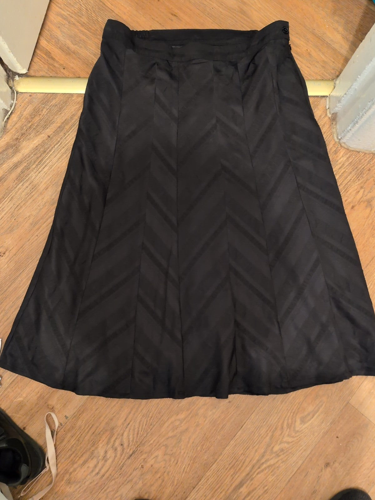 Ann Harvey 16 Black Lined Long Length Flare Skirt