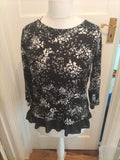 Tu 12 Black And White Long Sleeve Speckled Blouse