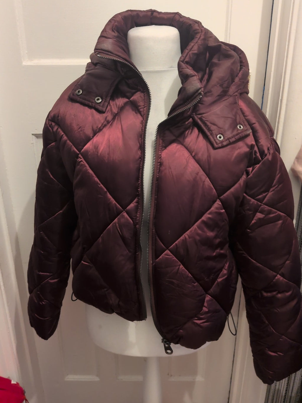 ASOS 10 Dark Purple Lined Long Sleeve Puffer Coat