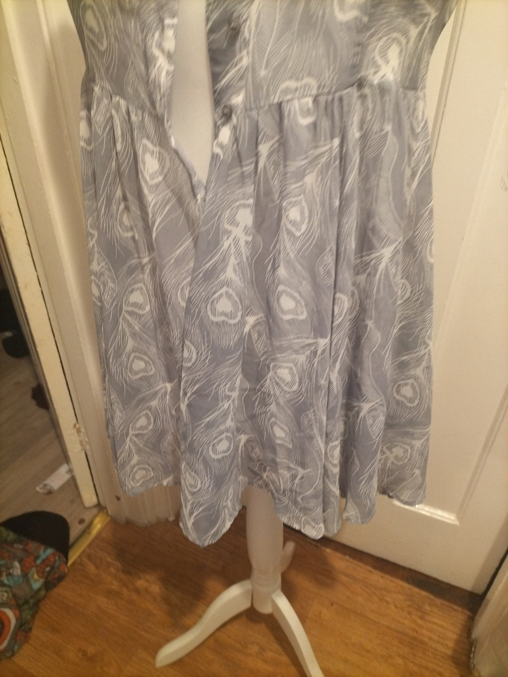 Ladies Next Size 10 Grey And White See Through Long Blouse