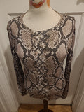 Ladies Dorothy Perkins Size 10 Beige And Brown Long Sleeved Tshirt