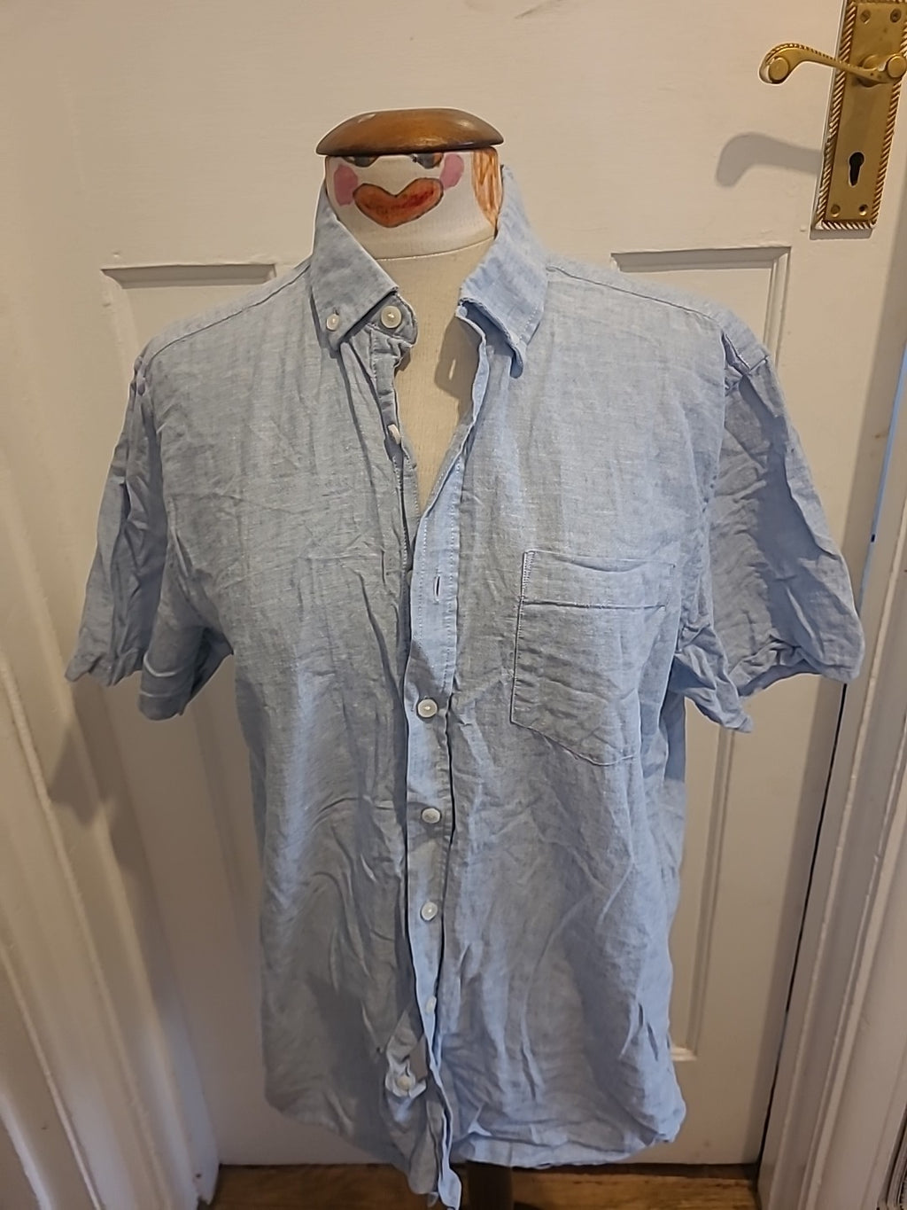Mens Livergy Size Medium Bluey Grey Short Sleeved Shirt