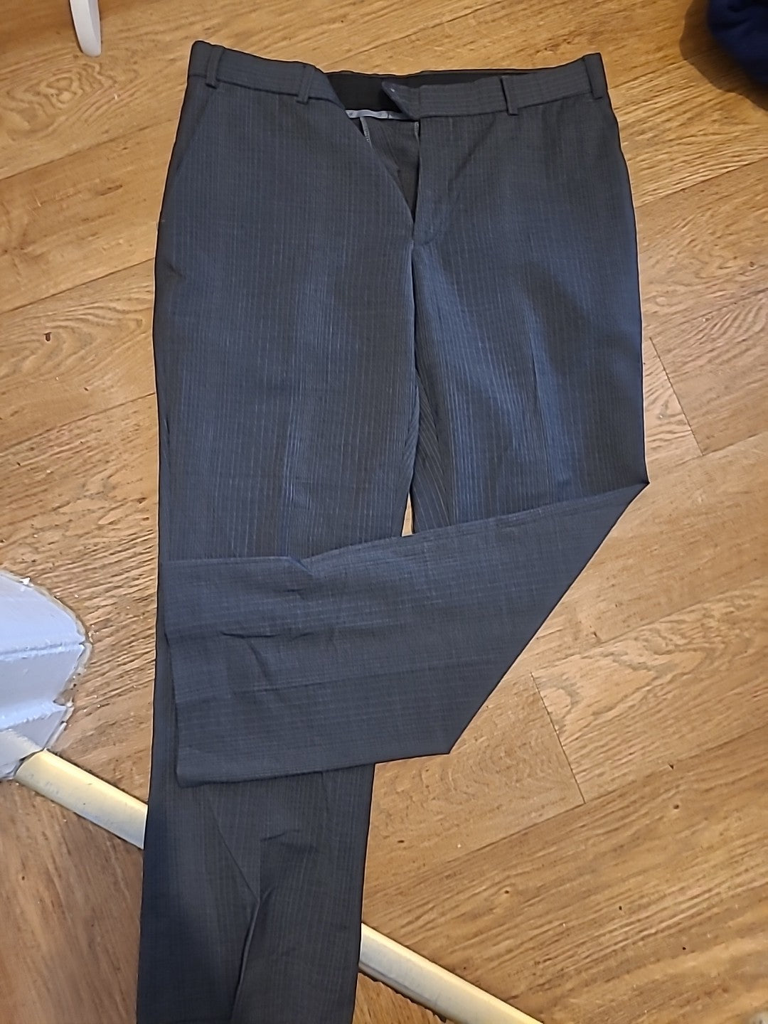 Mens 36R Grey Pinstripe Formal Trousers