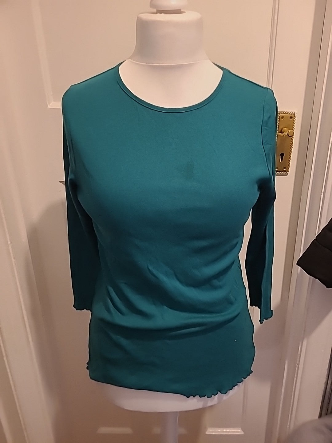 Ladies Dorothy Perkins Size 16 Teal Long Sleeved Top(mark On Front)