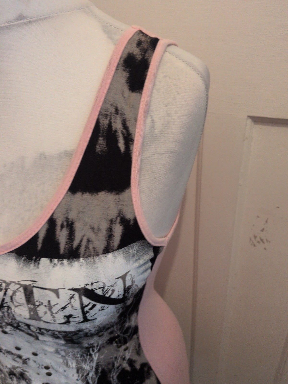 Jane Norman 10 Pink With Print Front Sleeveless Tank Vest Top