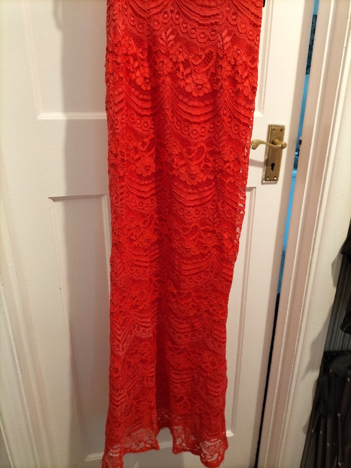 Ladies Little Mistress Size 6 Peach Lace Lined Sleeveless Special Occasion Dress