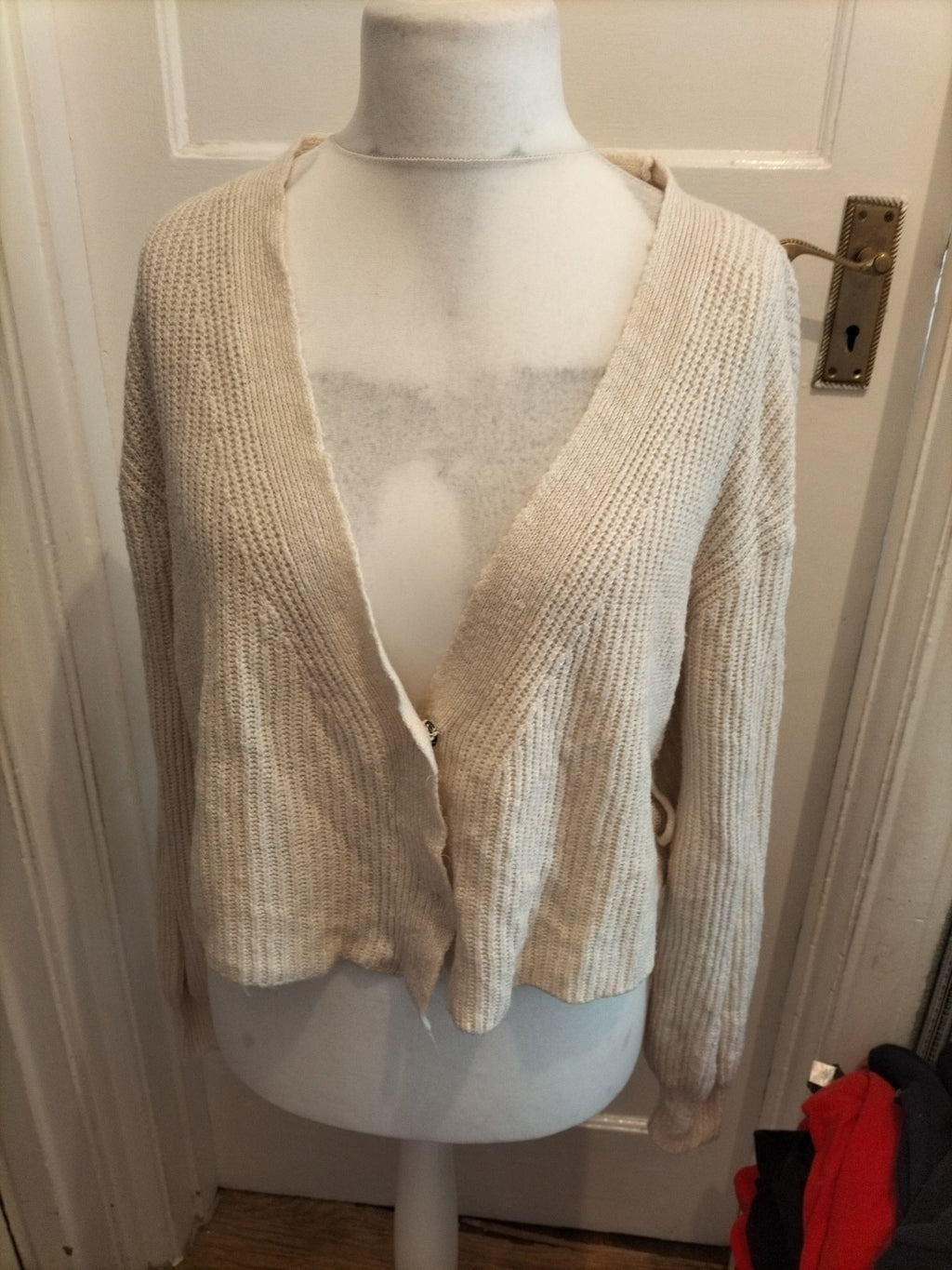 Ladies Na-kd Size Small Cream Knit Cardigan