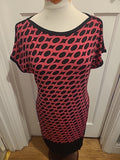 Ladies Marks And Spencer Pink And Black Short Sleeve Dress