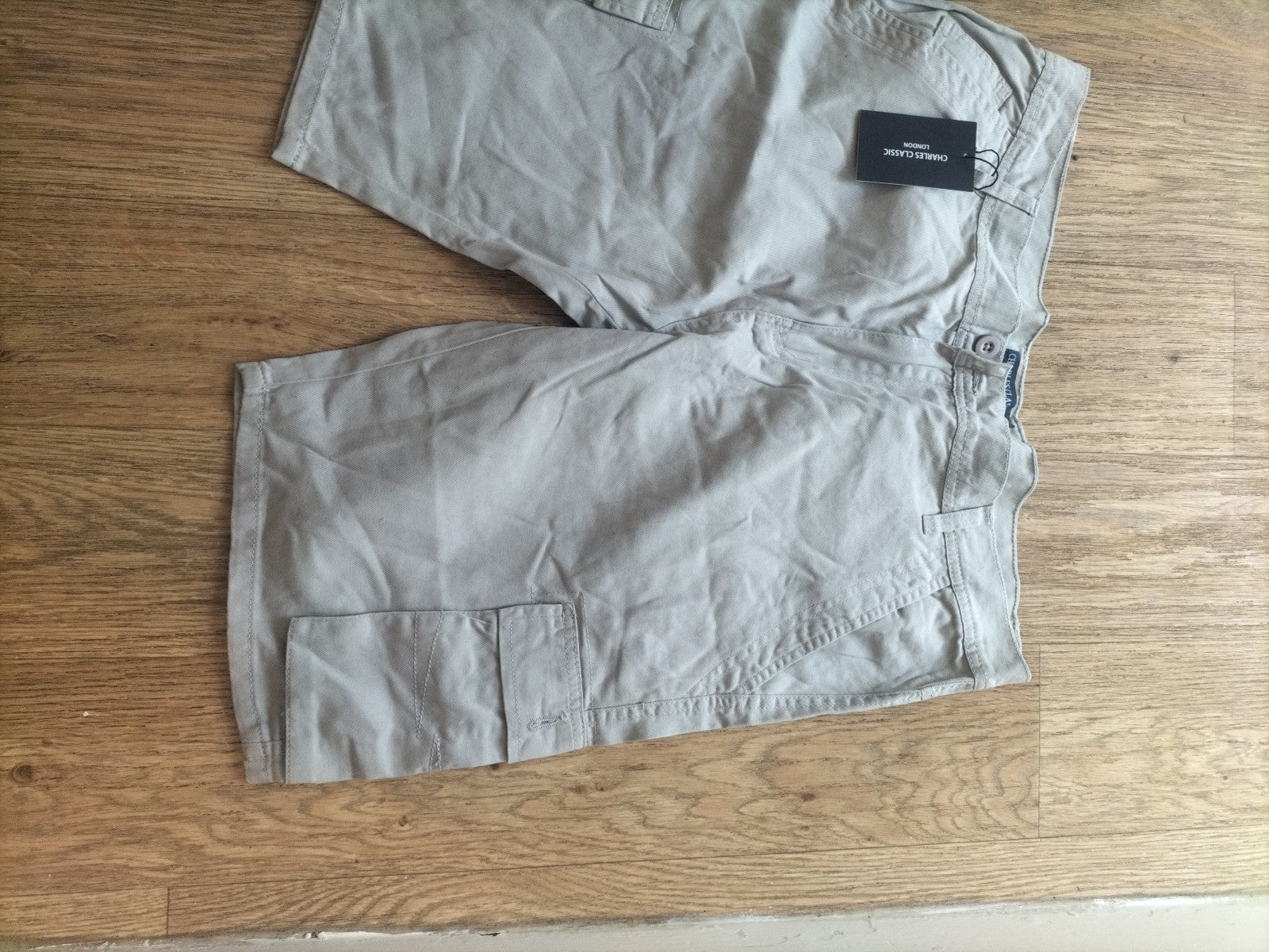 Brand New Mens Charles Classic Size 38" Stone Chino Shorts