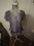 Ladies Unbranded Size 14 Purple And Black Short Sleeve Blouse