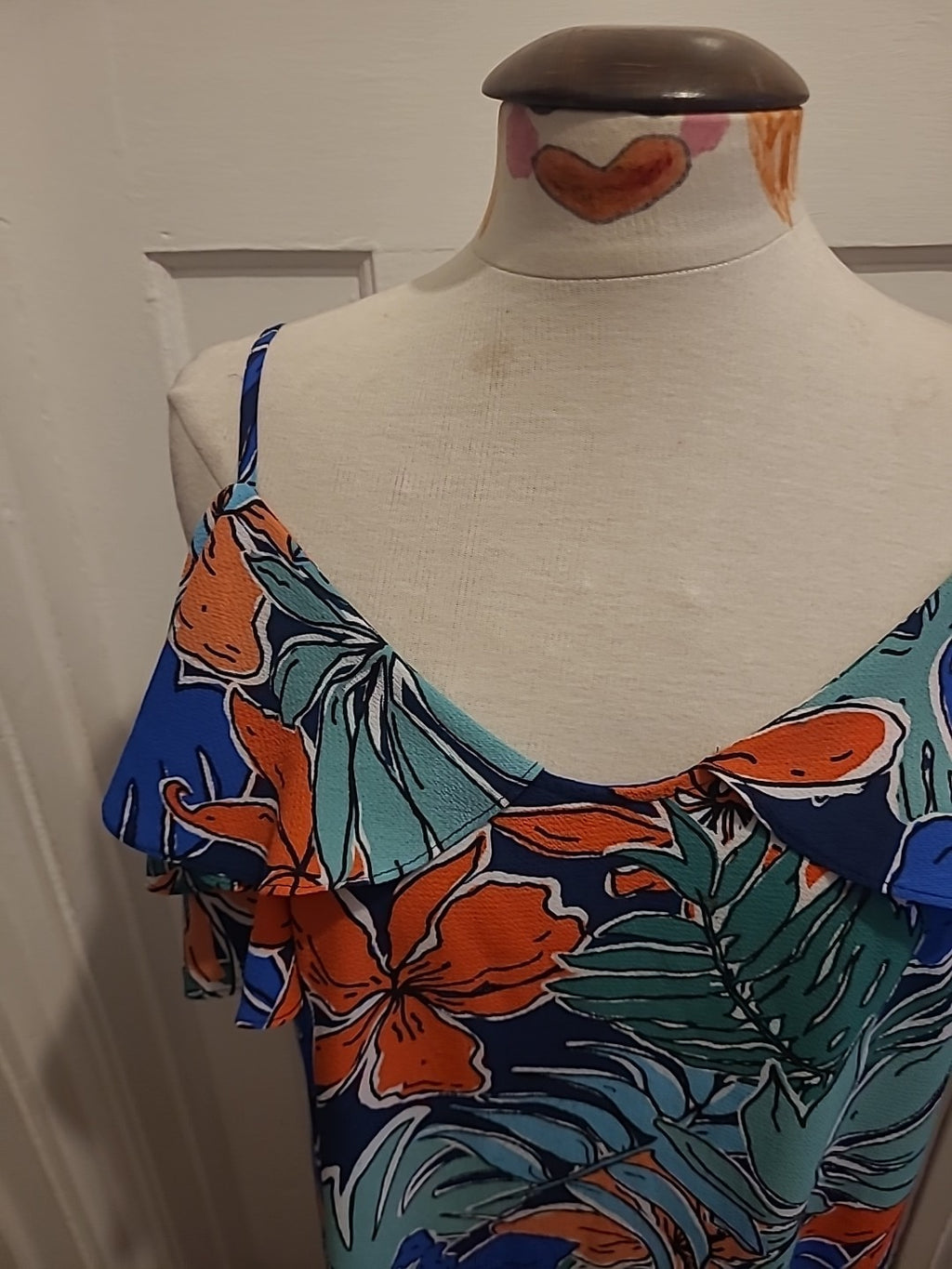 Ladies Papaya Size 12 Multicoloured Floral Open Shoulder Short Sleeve Dress