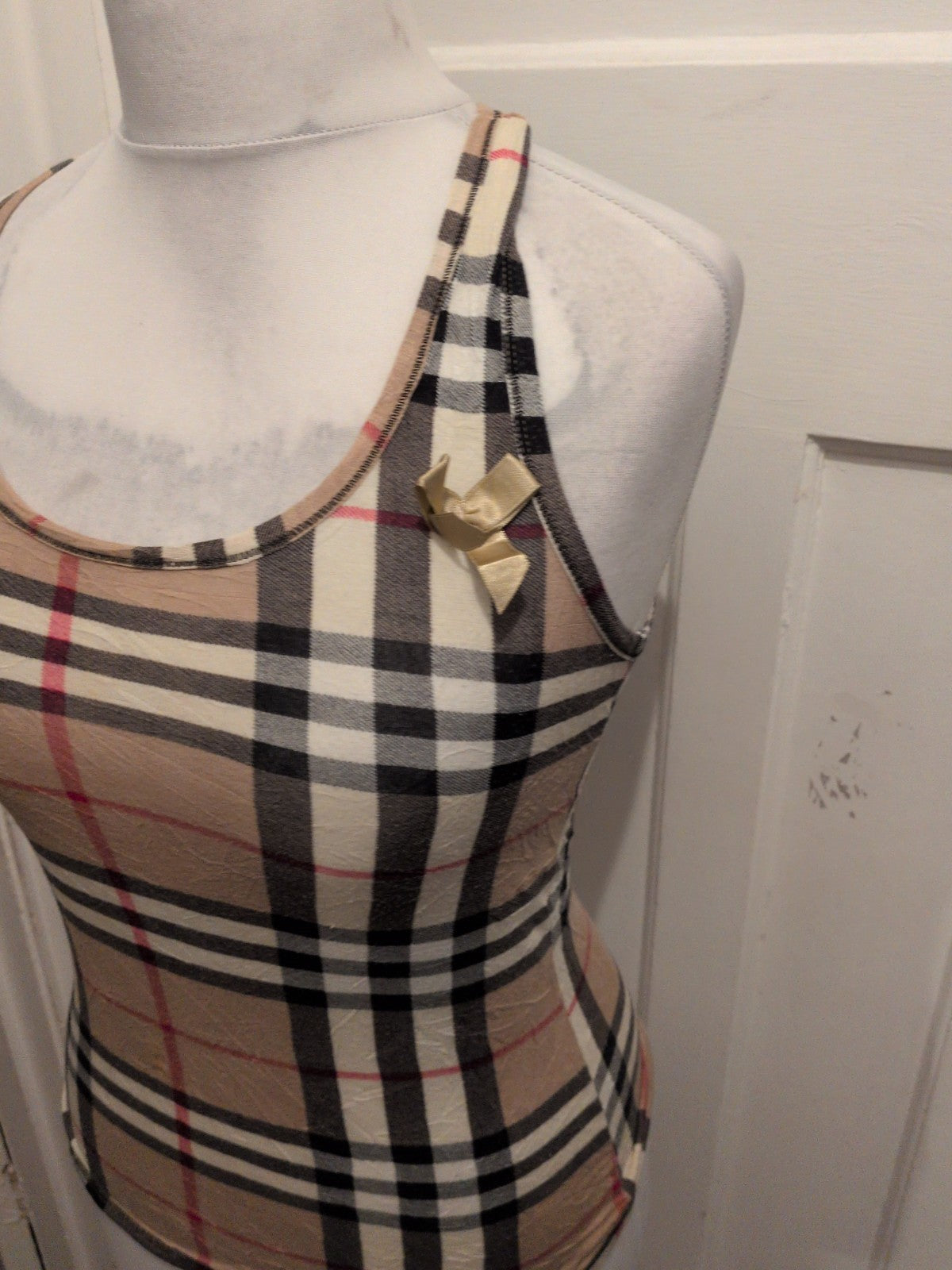 Small Multicoloured Check Sleeveless T-shirt