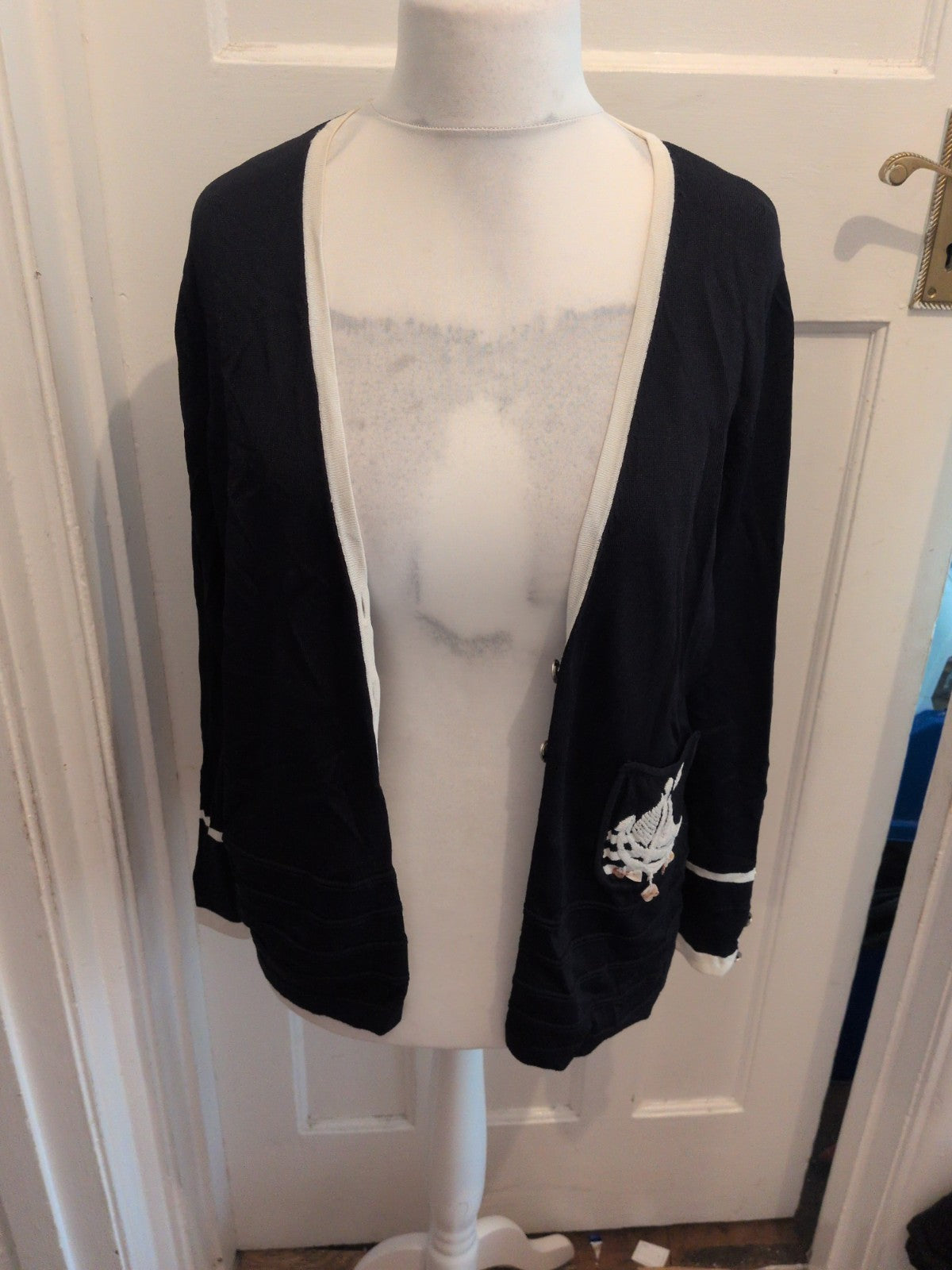 Chesca Size 2 Navy Cardigan Blouse