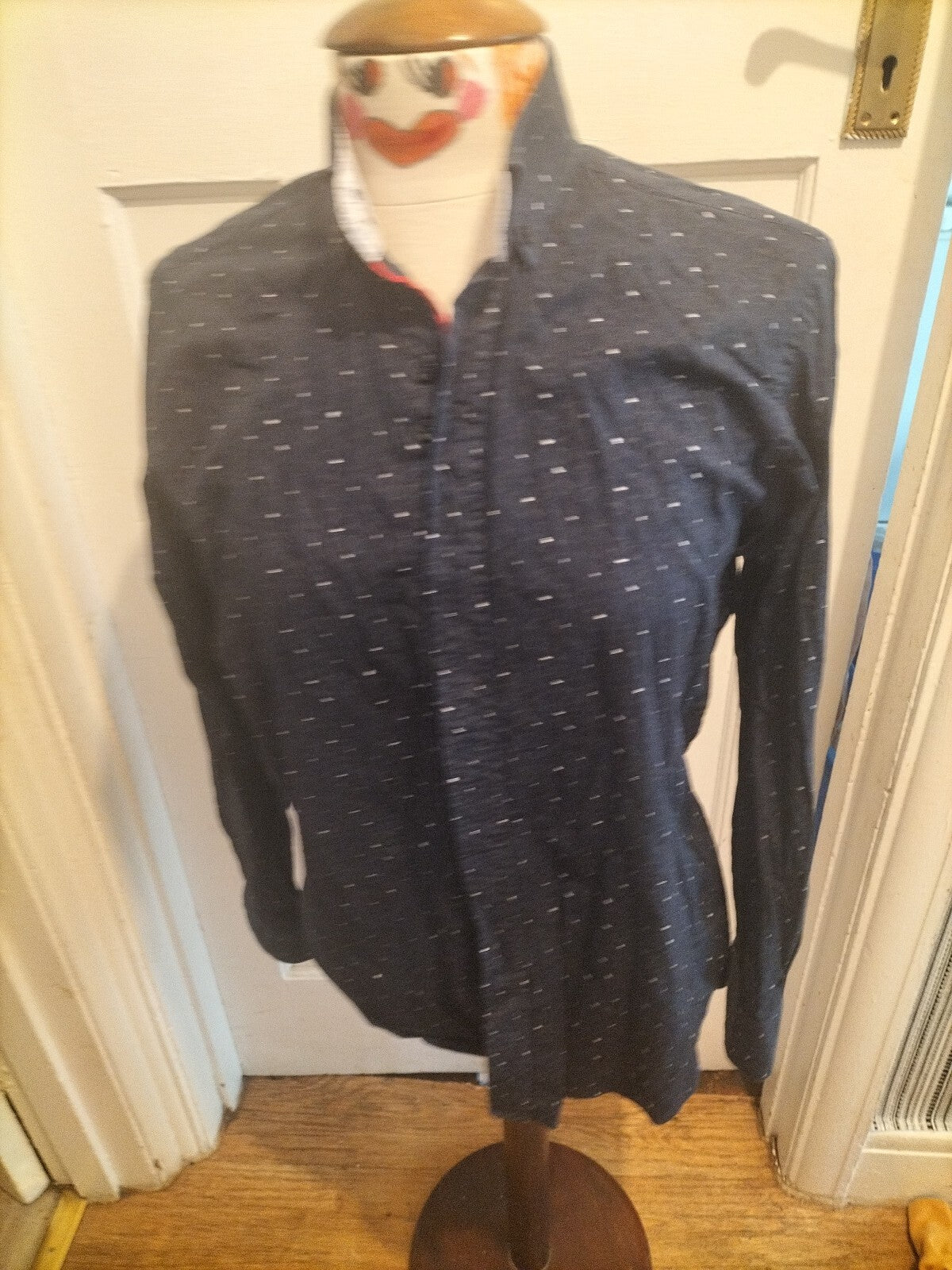 Mens Guide London Medium Navy Detailed Long Sleeved Shirt