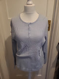 Mens Burton Size Large Textured Pale Blue Long Sleeved Polo