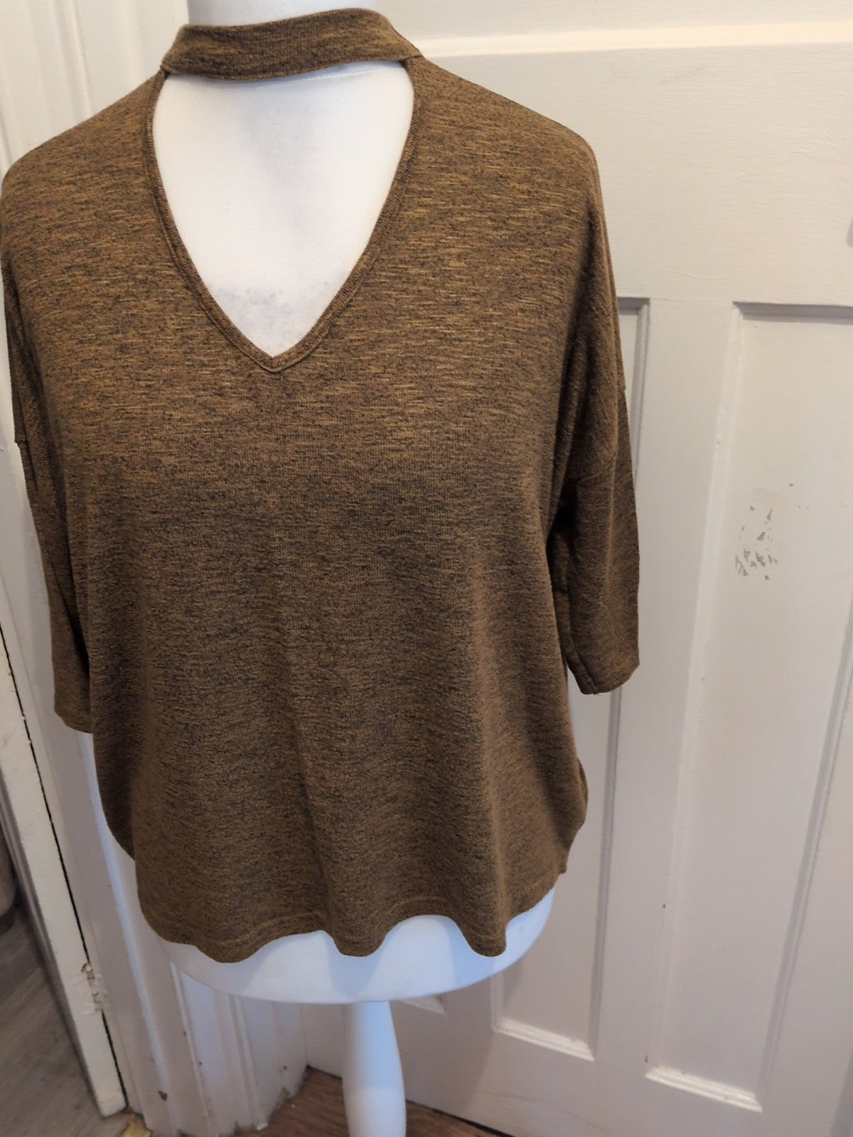 New Look Large Brown Fleck Cowl Neck Jumper