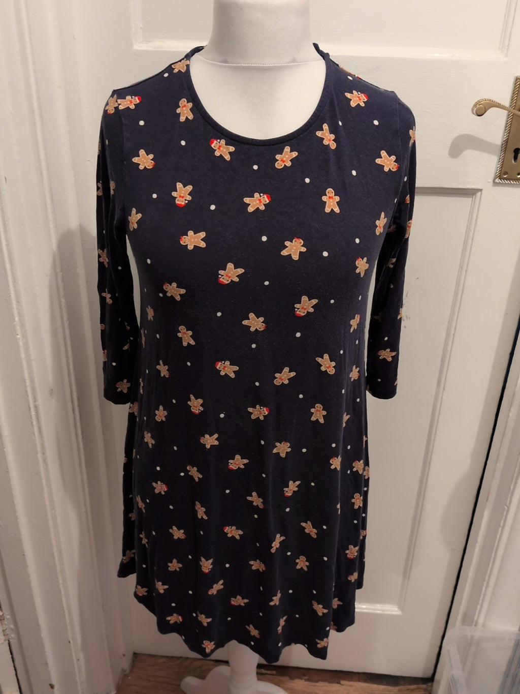 Tu 12 Navy Gingerbread Man Half Sleeve Dress