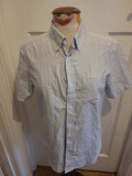 Mens Primark Size XS Blue And White Striped 100% Cotton Short Sleeved Shirt