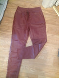 Ladies Size XL Rust Pleather Trousers