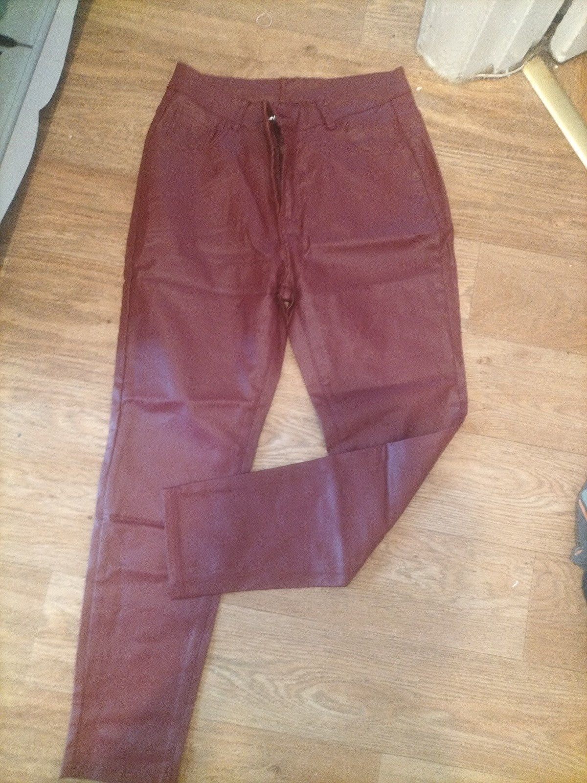Ladies Size XL Rust Pleather Trousers