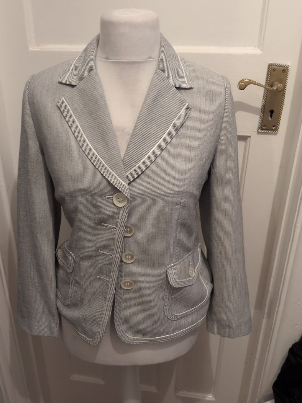 Gerry Weber 12 Navy White Striped Blazer