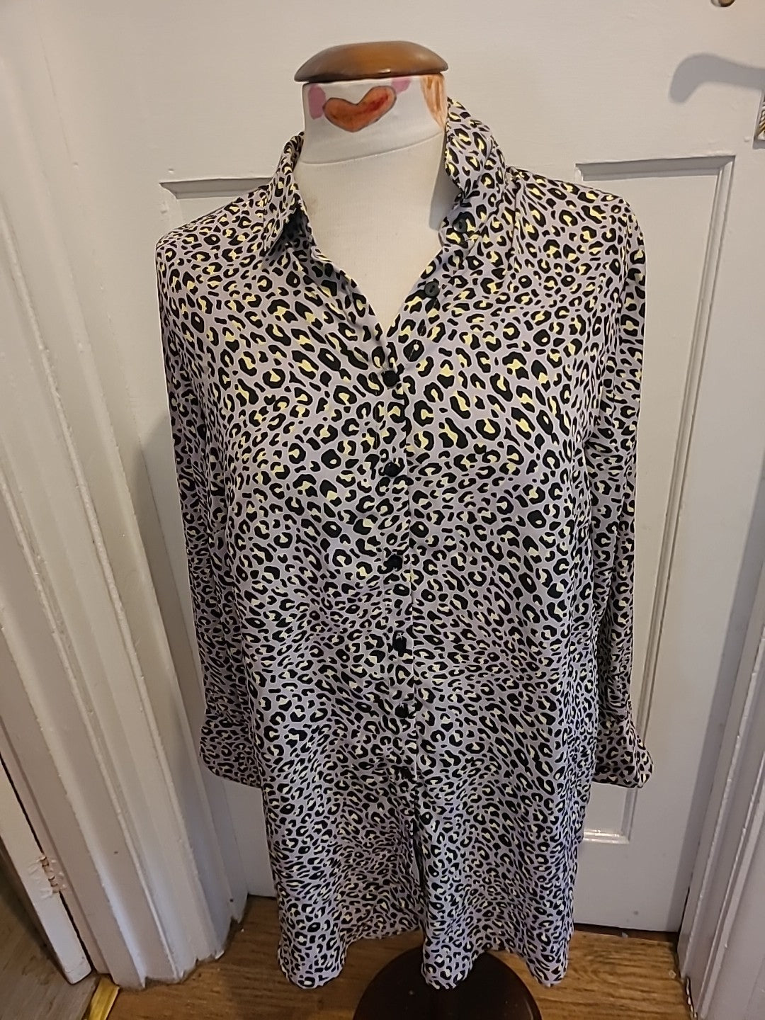 Ladies New Look Maternity Size 10 Light Purple Black And Yellow Long Sleeve...