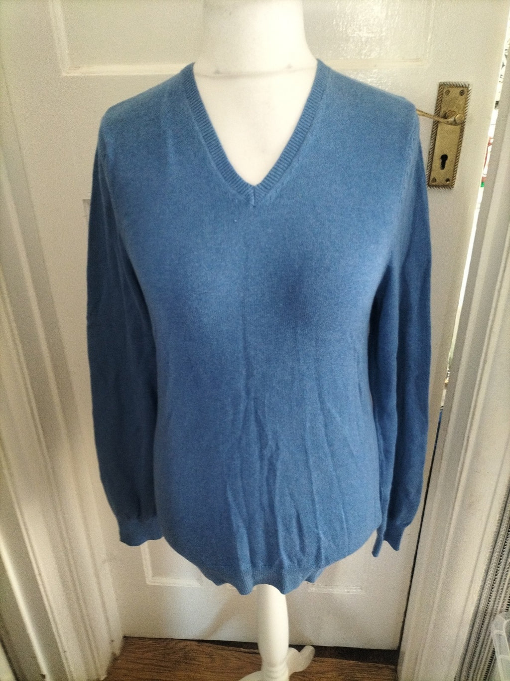 Mens Marks And Spencer Size Small Pure Cotton Mid Blue Jumper Pullover
