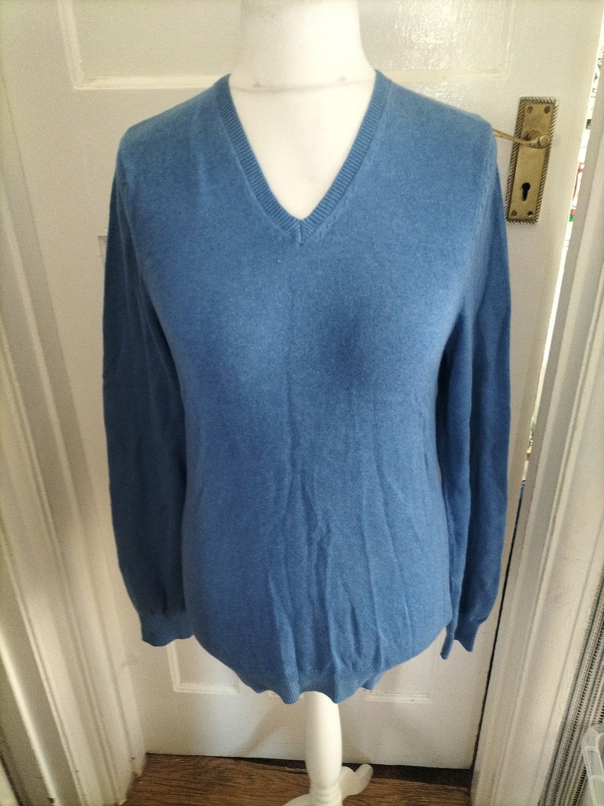Mens Marks And Spencer Size Small Pure Cotton Mid Blue Jumper Pullover