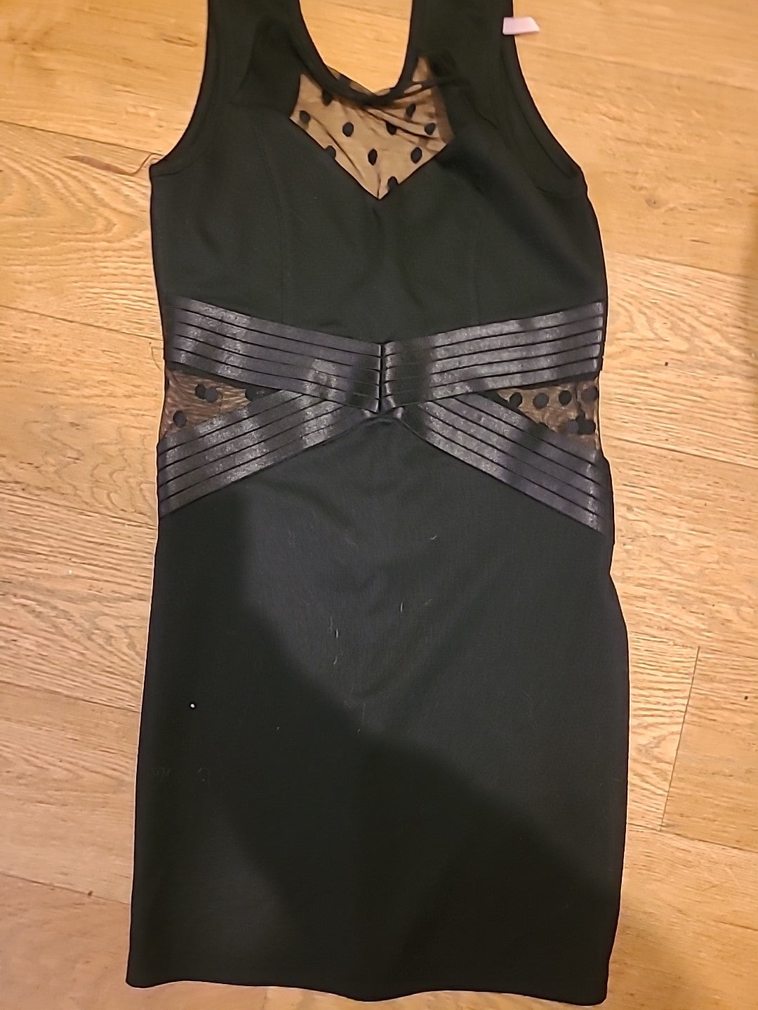 Ladies Lipsy Size 10 Black Mesh Sides Sleeveless Dress