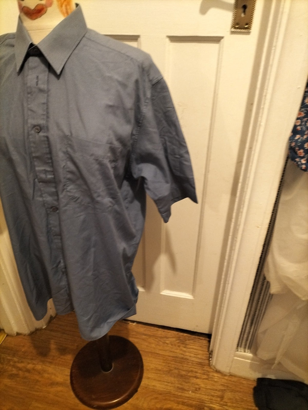 Mens Marks And Spencer Size 16" Lavender Short Sleeved Shirt
