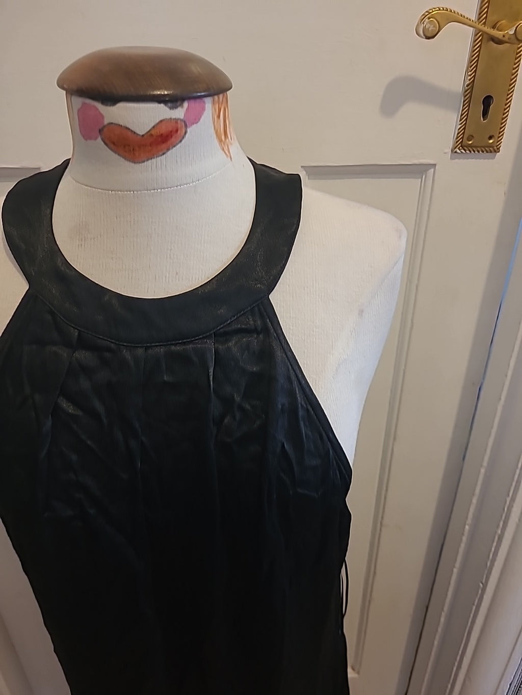 Brand New Ladies Next Size 12 Black Silky Sleeveless Dress