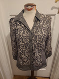 Ladies Gerry Weber Size Large Grey Floral Long Sleeved Blouse