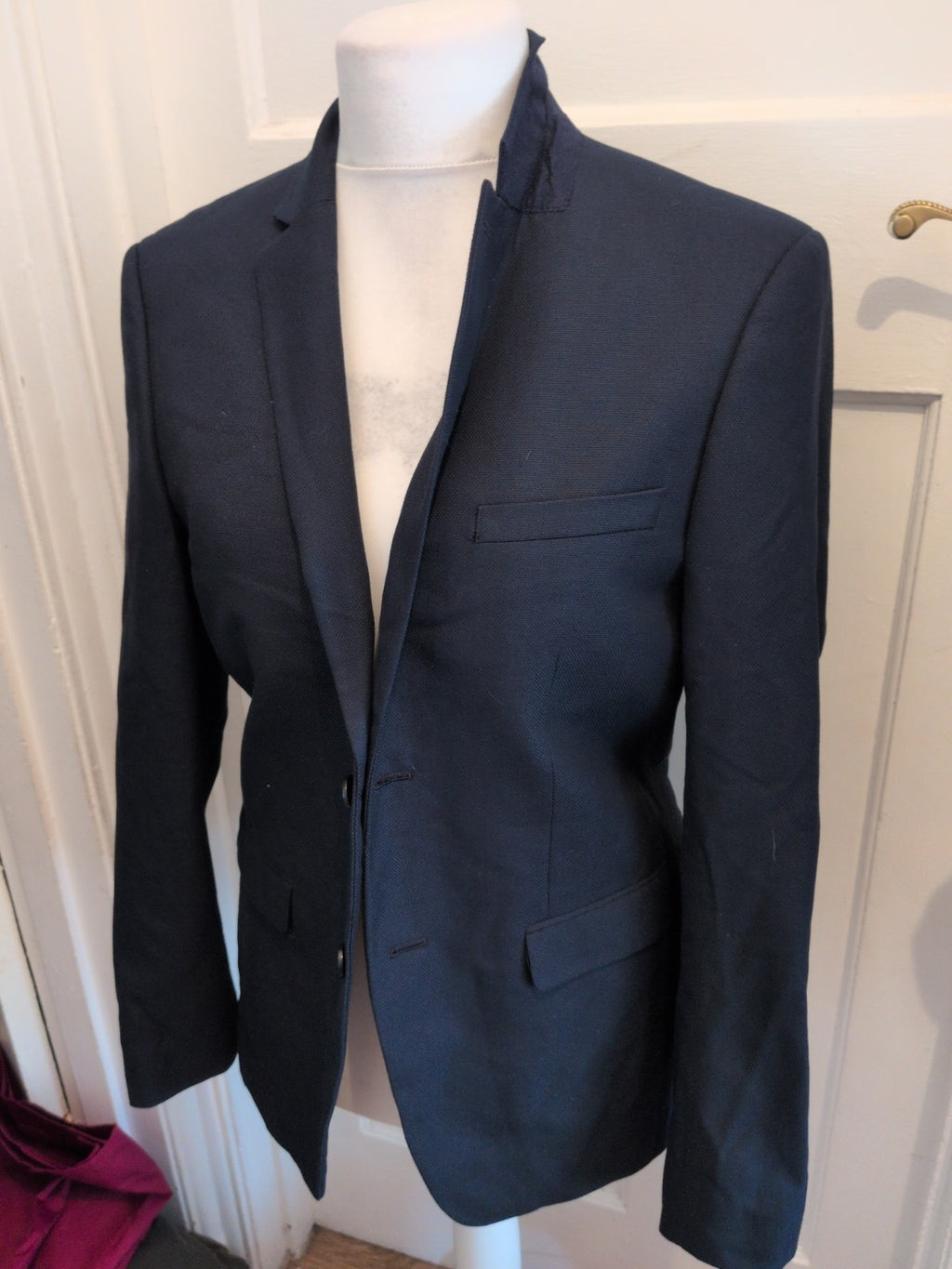 Topman 40R Navy Lined Padded Suit Jacket
