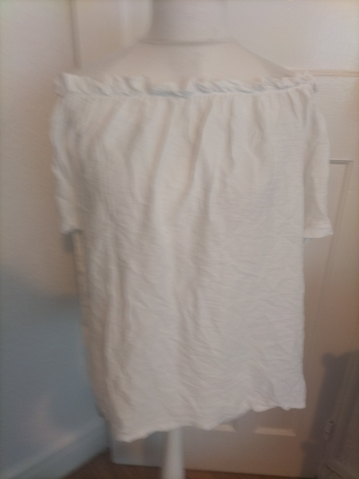 Ladies Size 20 White Elasticated Hem Short Sleeved Blouse
