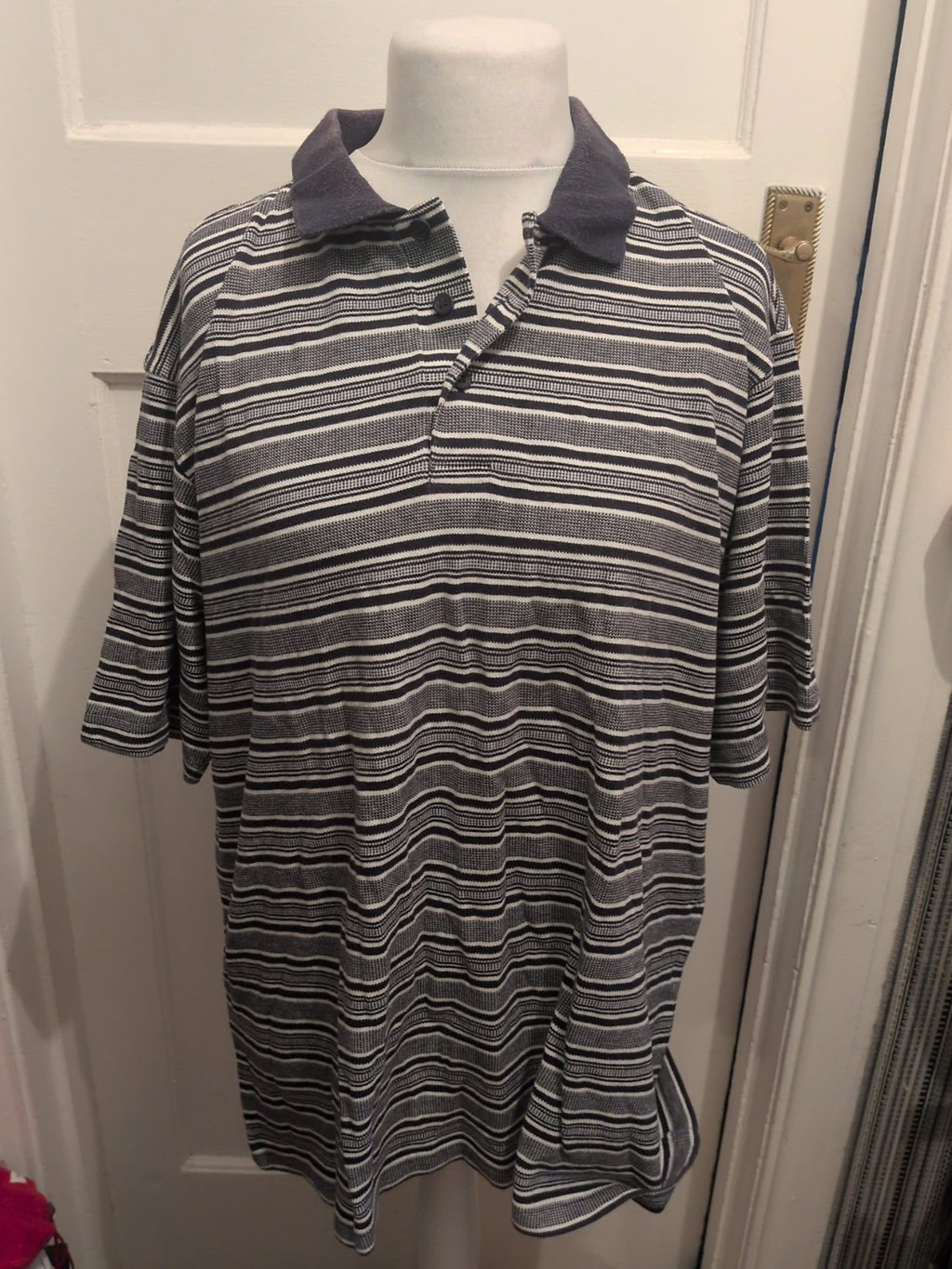 Marks And Spencer XL Navy And White Short Sleeve Polo Patterned
